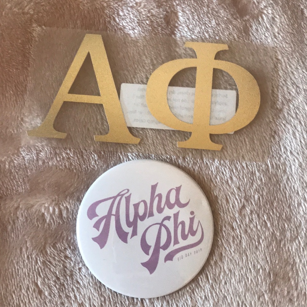 Alpha Phi Button and Car Decal